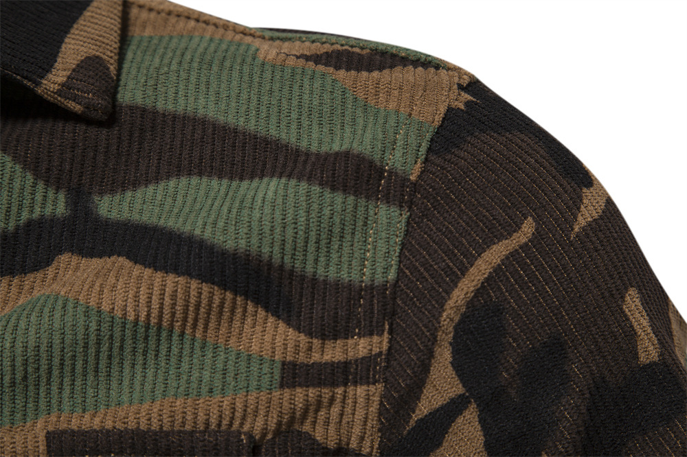 Trendy men's long-sleeved shirt, corduroy shirt men's fashionable slimming casual and versatile trendy men's styl European size: S-2XL