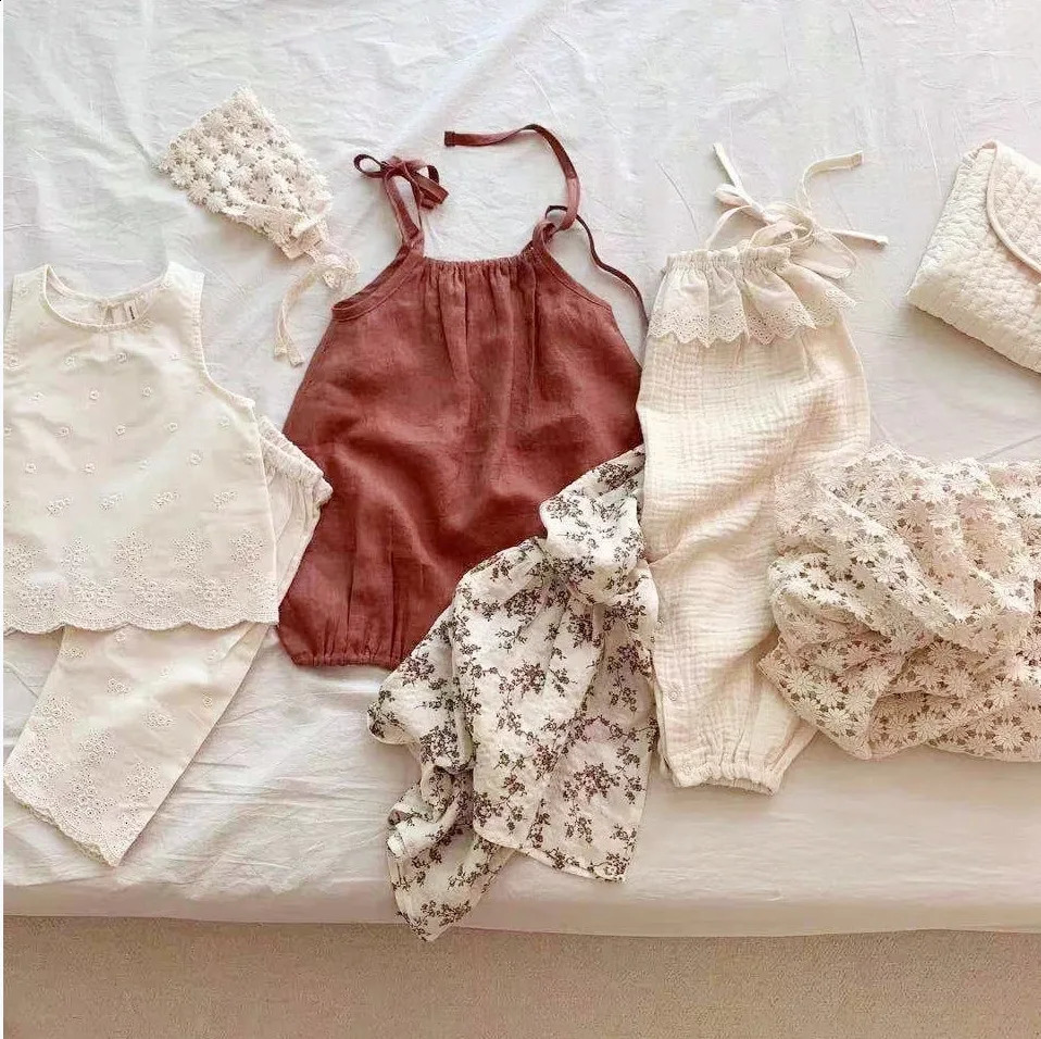 Summer Baby Girl Sleeveless Sling Jumpsuit Solid Cute Toddler Princess Overalls Cotton Infant Romper Clothes 250812