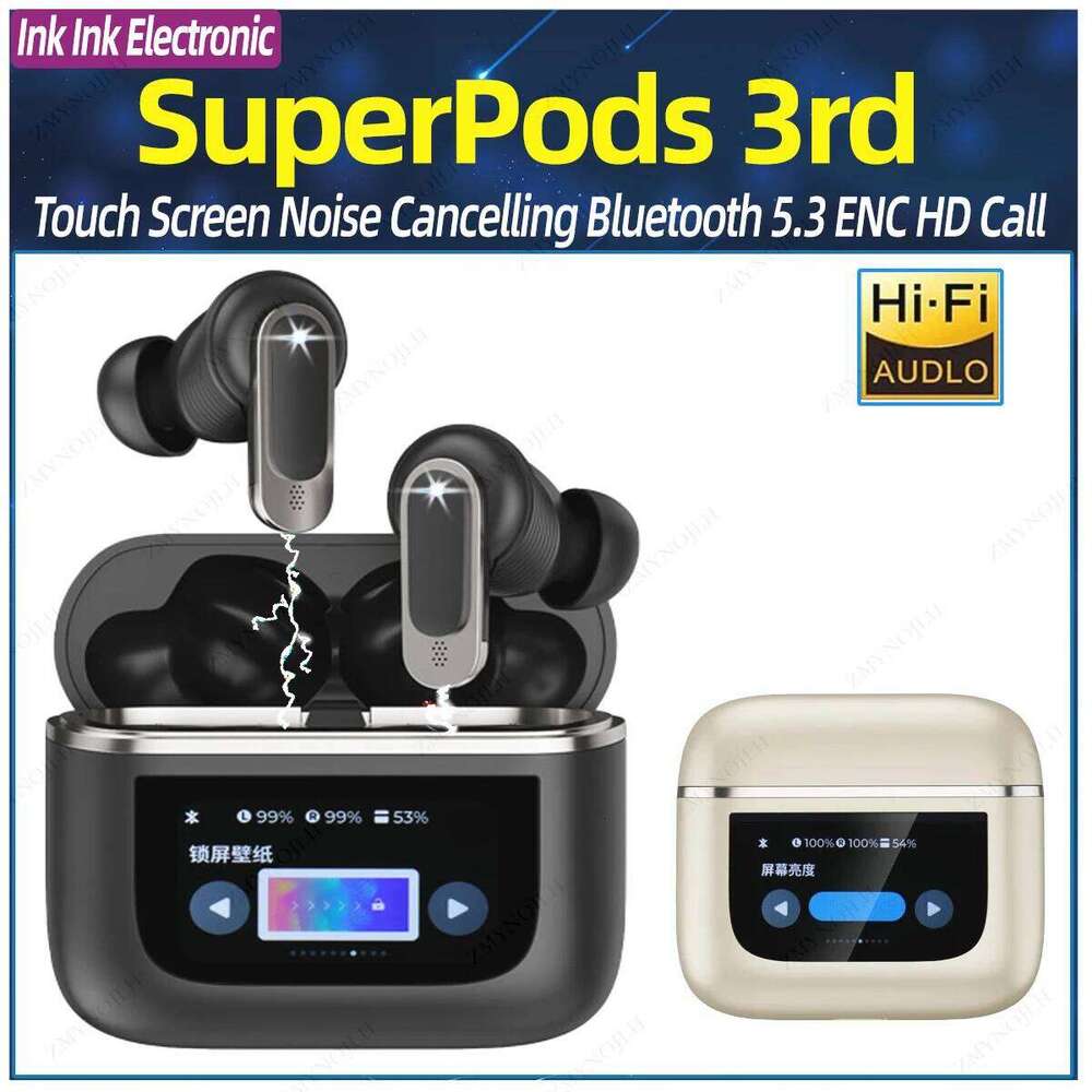 Color Wireless Earphones ANC Pro3 LED Screen TWS Earbuds Touch Active Noise Cancelling Bluetooth Headphones Sports Earpho