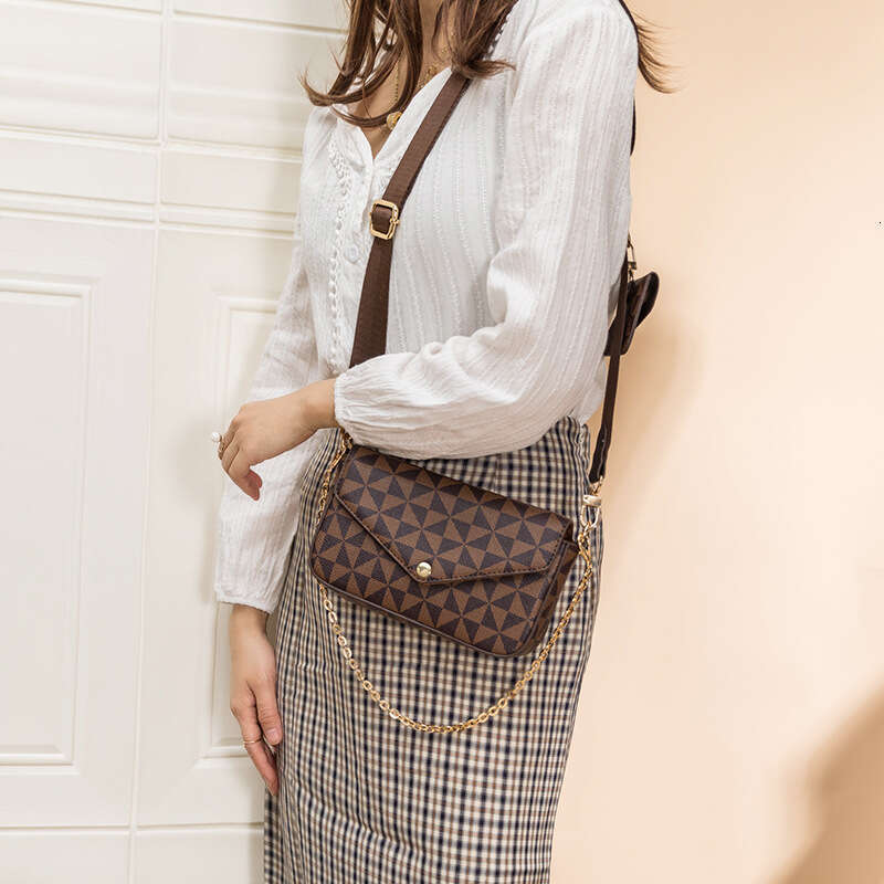 Lacel Urwebin Shoulder Bags for women men Printed Plaid Chain Square Crossbody Going out and travel Versatile Trendy Two-Piece Small Bag Z260124
