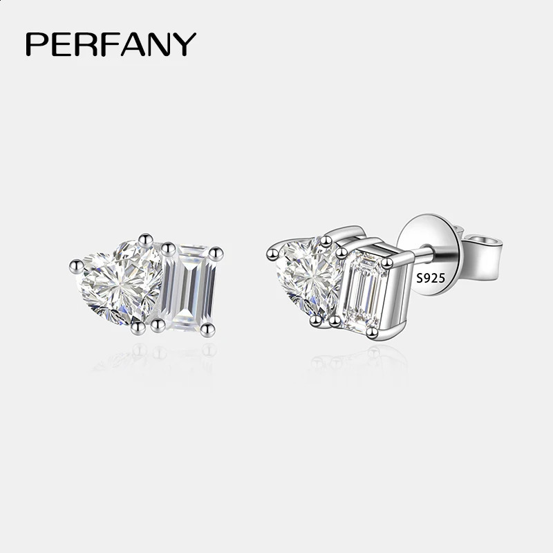 PERFANY Radiant Emerald Cut 2CT Stud Earring S925 Pure Silver Heart Laboratory Diamond Fashion Wedding Jewelry 250812