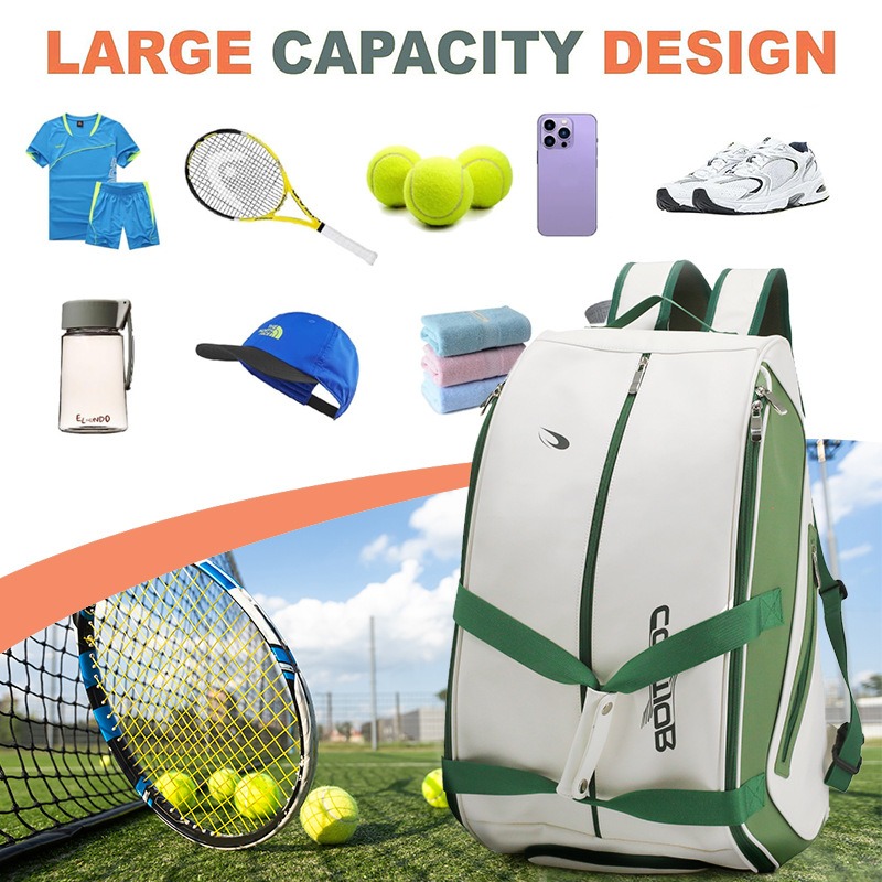 Pickleball Bag Padel Racket Backpack Large Capacity for Men Women Separate Waterproof Shoes Compartment Pickleball Accessories -Pockets Fits 2 to 4 Pa