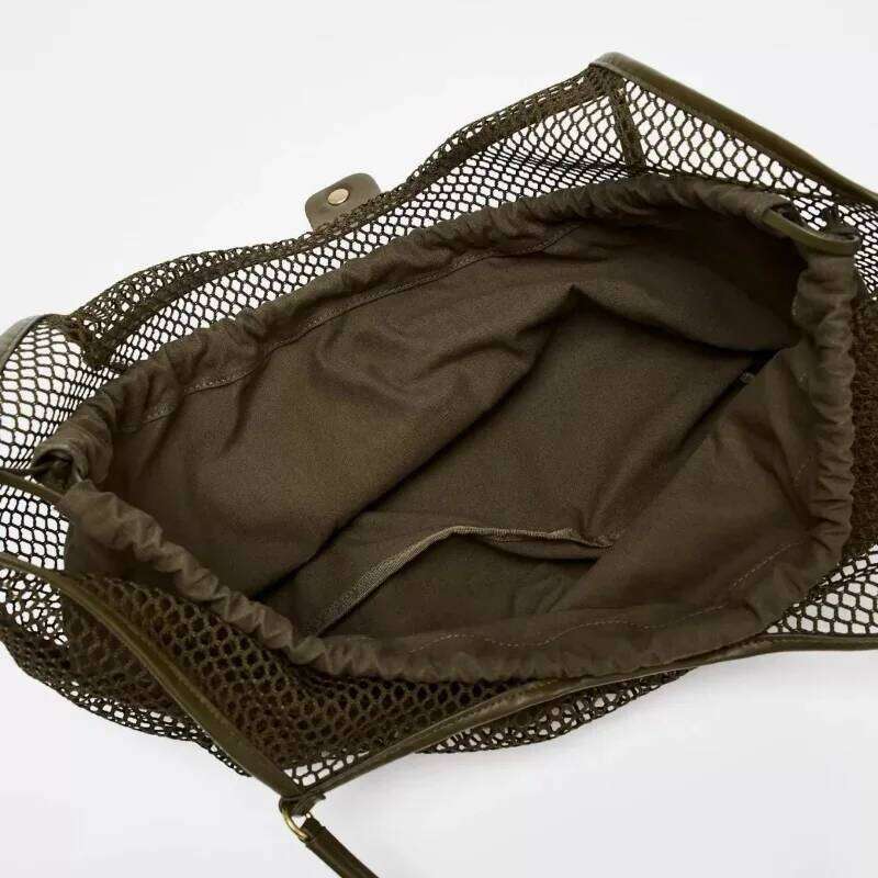 Beach Women's Shoulder Tote Bag, Large Capacity Foldable Mesh Swim Bag With Inside Pocket