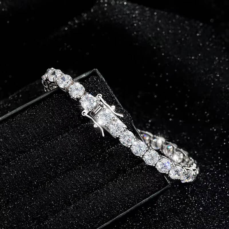 Wholesale Price Fashion Jewelry 925 Sterling Silver Bracelet Moissanite Tennis Chains for Girl Lady Women