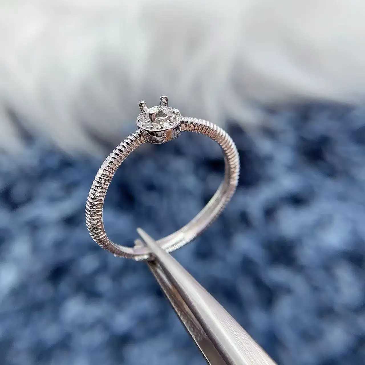 3*3mm Round Inlay Stone Woman Open Ring Setting DIY Gift S925 Pure Silver Fashion Original Fine Charm Jewelry Wholesaler W250812