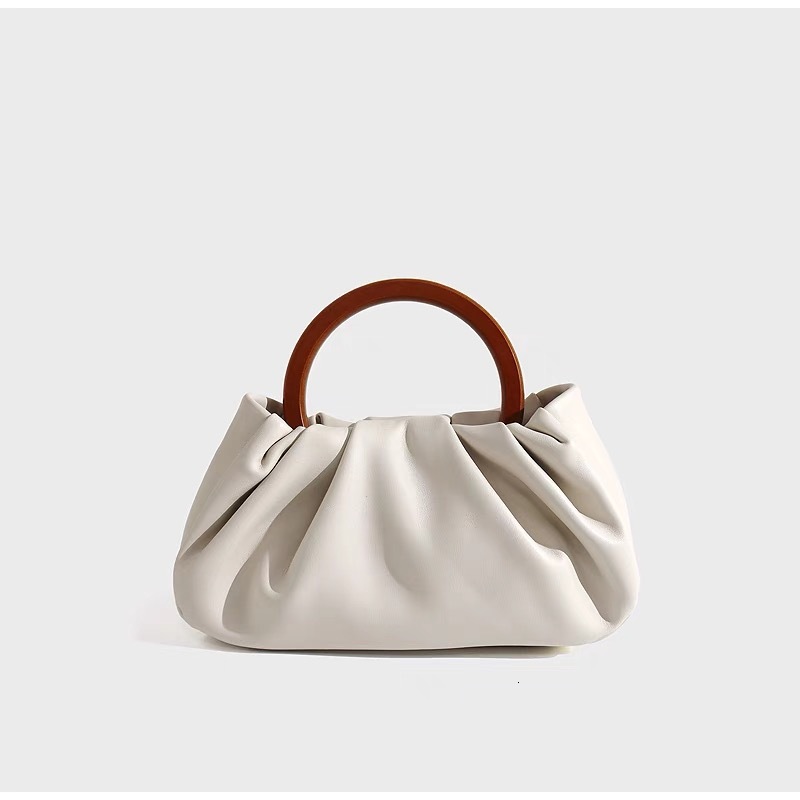 Niche Design Wooden Handle Wrinkled Cloud Handbag for Women 2025 New Ins Style Crossbody Chain Small Bag Fashion Trend ddmymarket