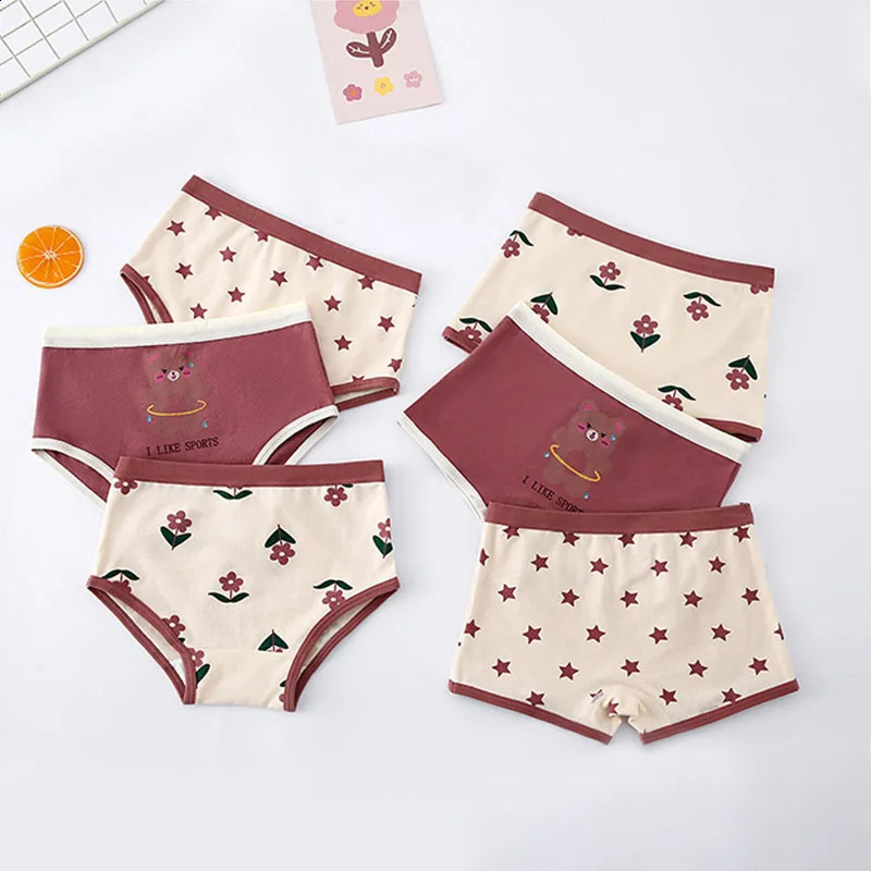 3Pcs Children Girls Triangle Underpant Boys Boxer Underwear Kids Cotton Fit 1114kg Medium Student Short Pants Clothes 250812