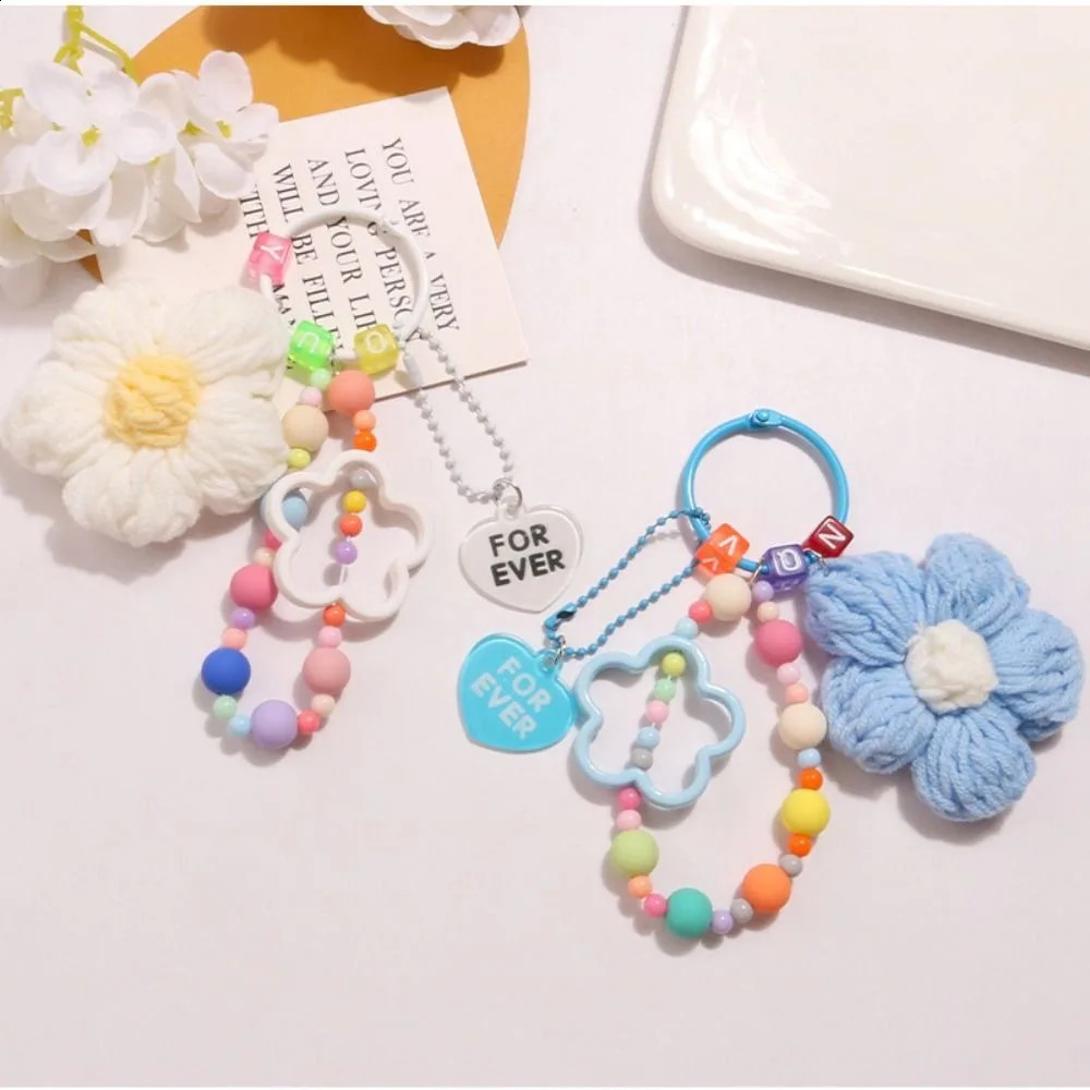 Colorful Bag Pendant Keychain Handmade knitted Five-petaled Flowers Handbag Charm Acrylic Purse Decoration Attractive Keyring 250811