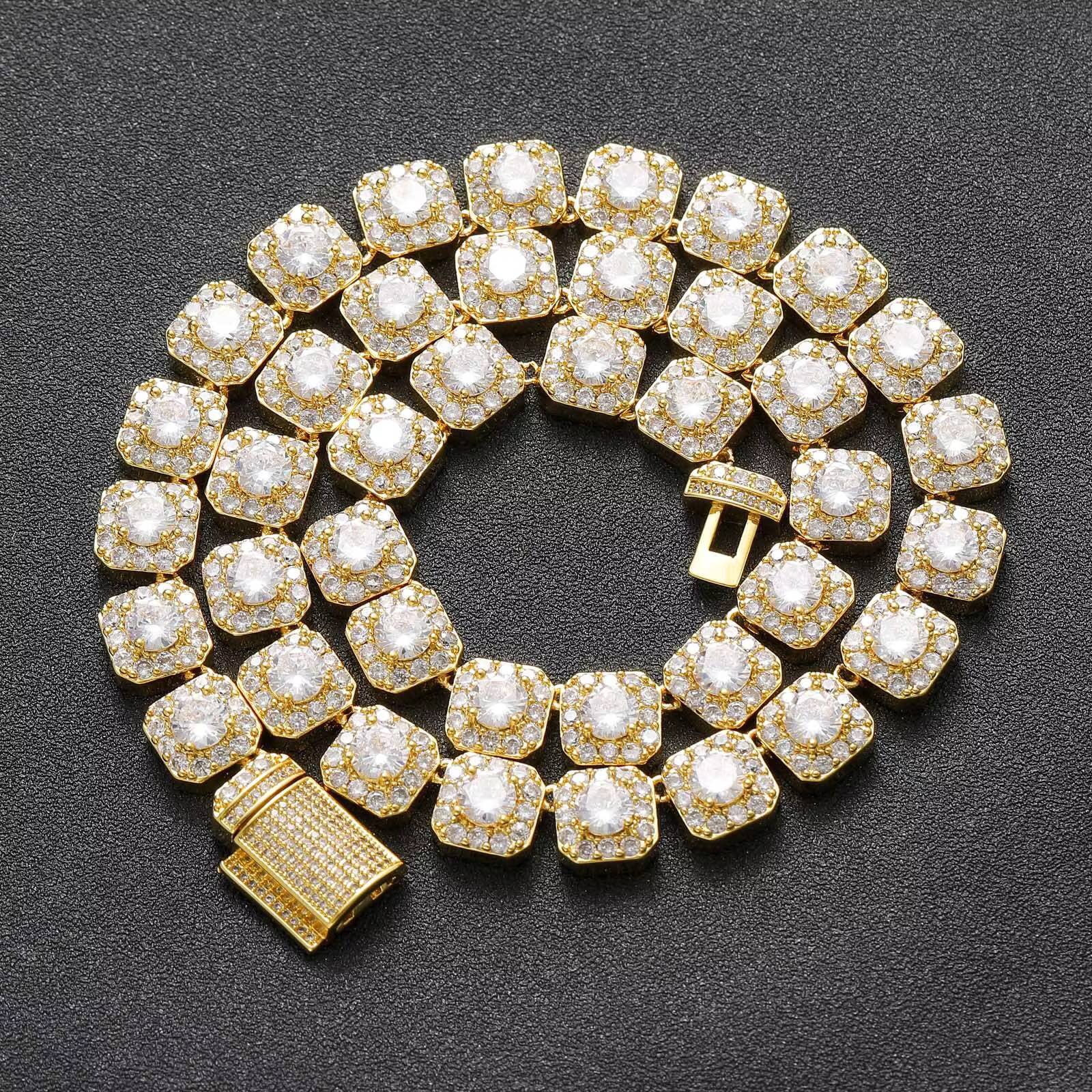 European and American Mens Necklace with 10mm Wide Rock Sugar Link Chain Zircon Accent Flip Trend Fashion Accessory