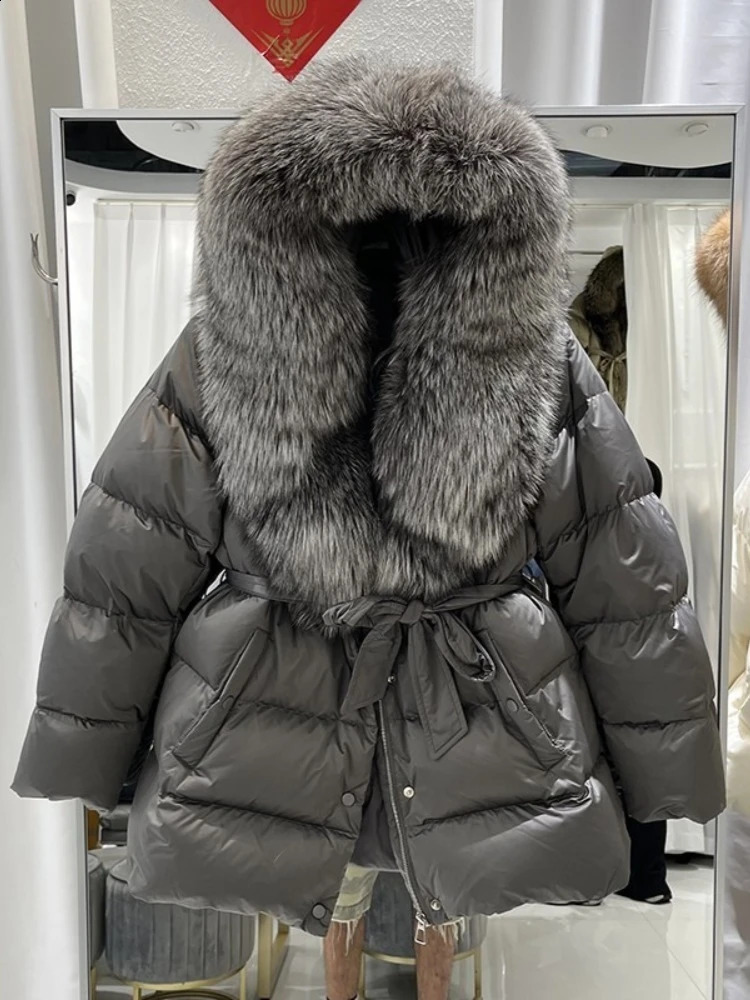 OFTBUY Winter 90% Duck Down Jacket Women Large Natural Silver Fox Fur Hooded Thick Warm Female Parkas Waterproof 250811
