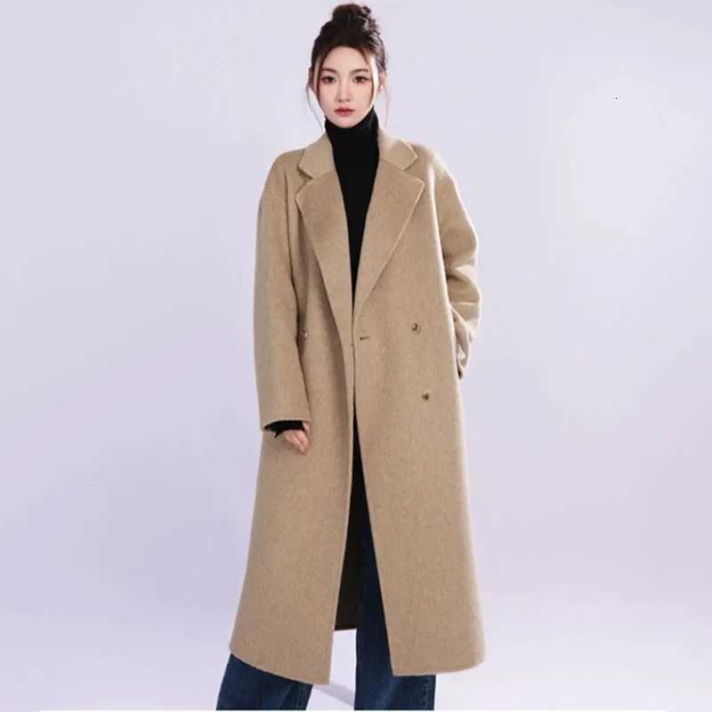 Classic Double-Breasted Laid-Back Women Woolen Coat 2025 New Fashion Autumn Winter Women Mid-Length Loose Women Woolen Coat H365 Z250813