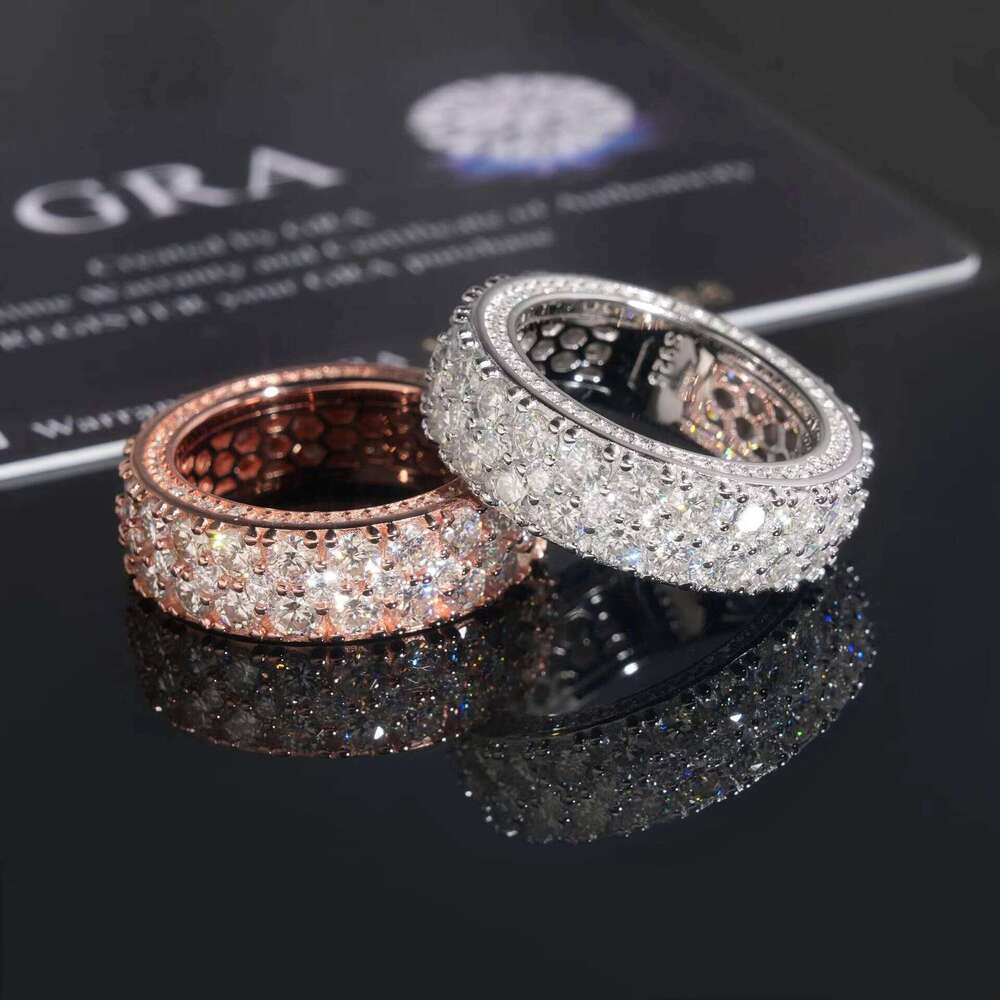 Premium Ring S New Inlaid D Color VVS Moissanite Unisex Silver Jewelry