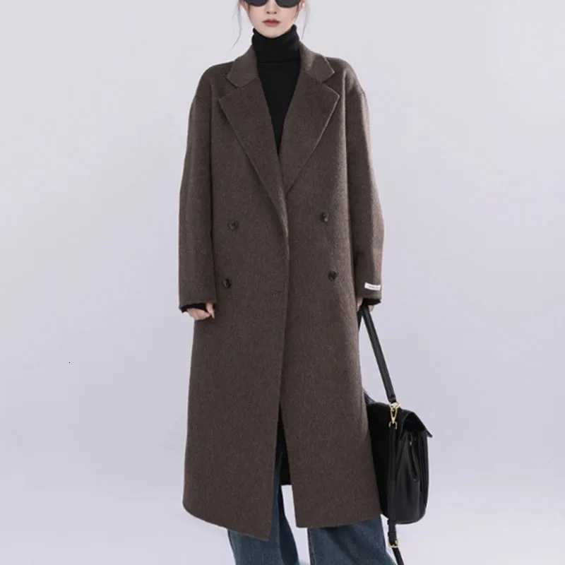 Classic Double-Breasted Laid-Back Women Woolen Coat 2025 New Fashion Autumn Winter Women Mid-Length Loose Women Woolen Coat H365 Z250813