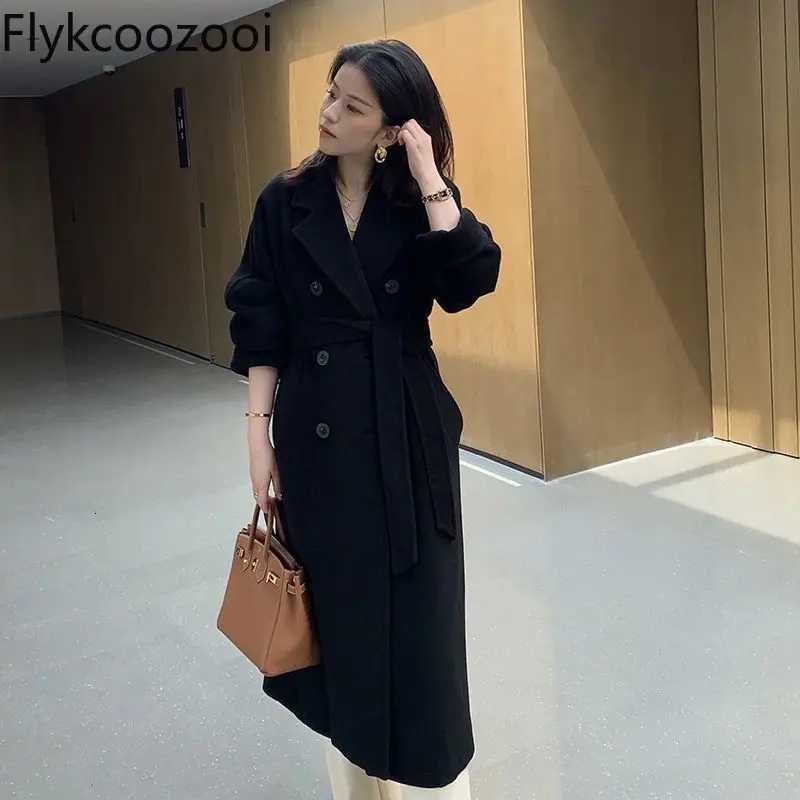 2024 Popular Autumn and Winter Long Double-sided Woolen Coat Female High-grade Foreign Popular Tweed Winter Jacket Women Z250813