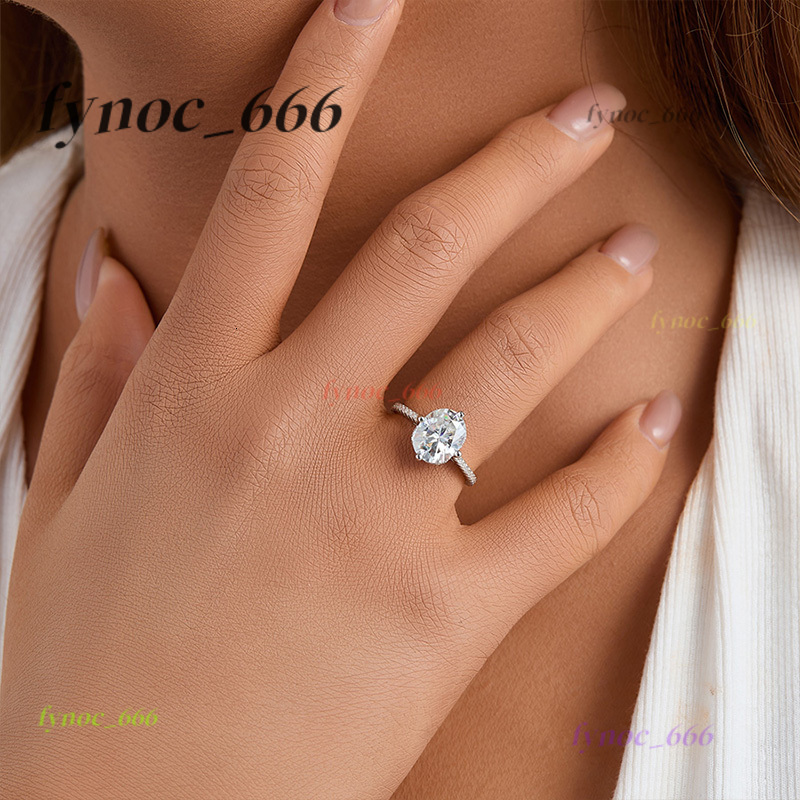 Fine Luxury Engagement Ring White Gold Plated 925 Sterling Silver 3CT Oval Shape VVS D Moissanite Wedding Ring Jewelry for Women