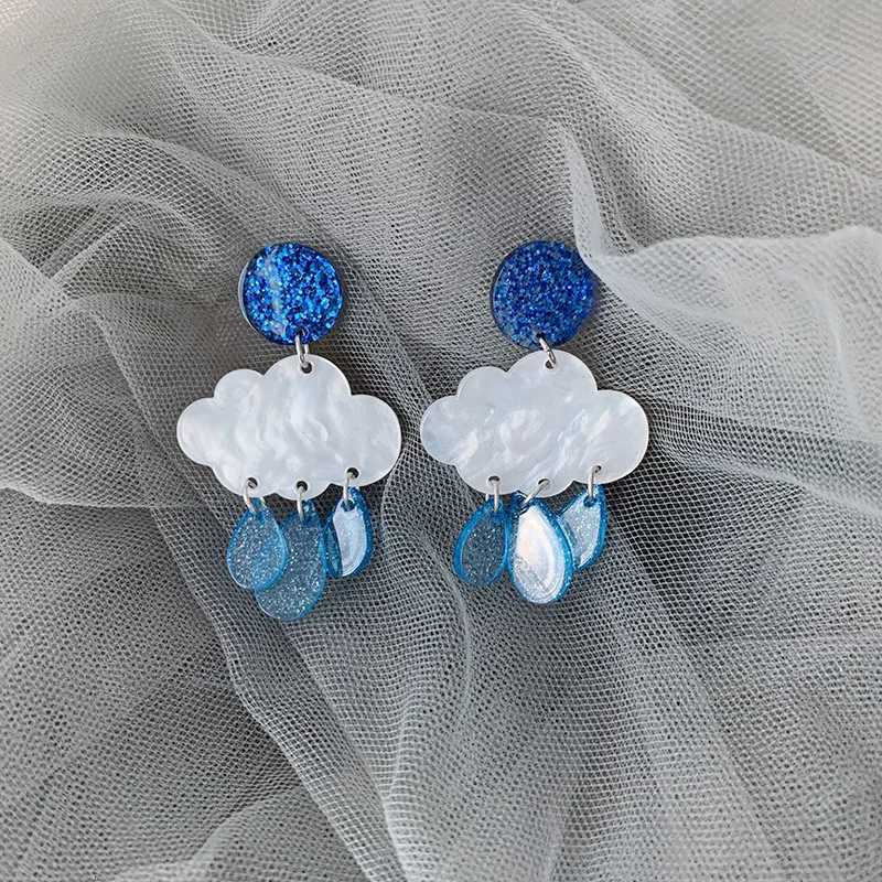 Clouds Rain Acrylic Earrings Korean Temperament Creative Cute Accessories Suitable For Girls To Wear Y250812