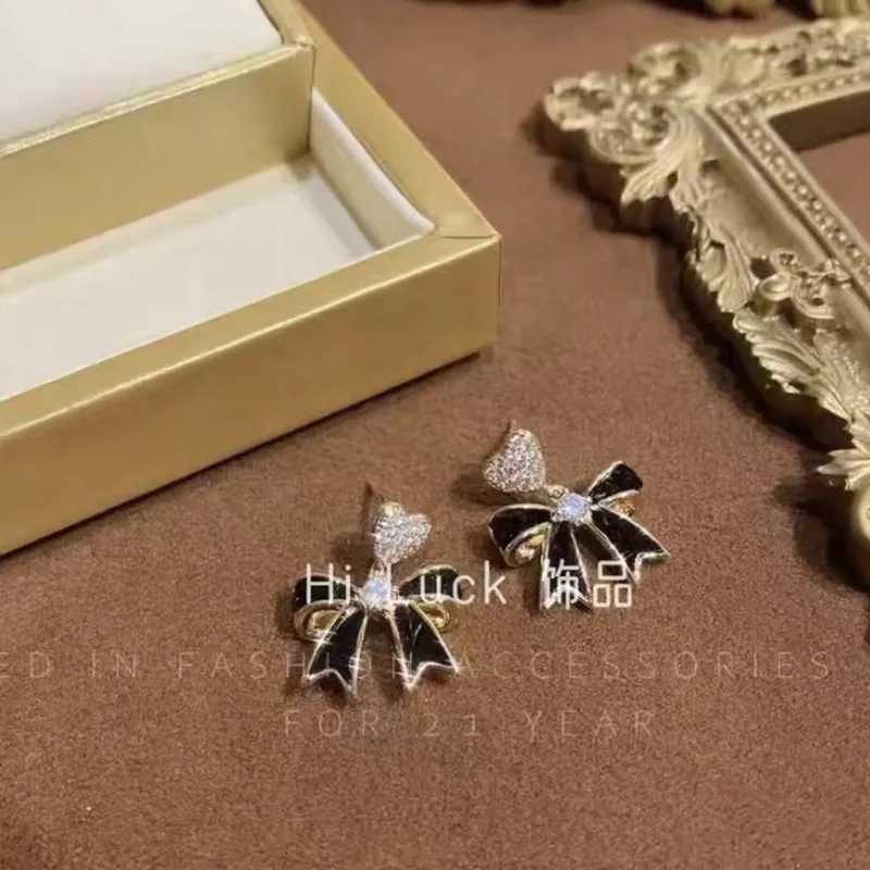Simple Black Bow Earrings for Women Fashionable Personalized Beautiful Daily AccESSories Party Jewelry Premium Gifts Y250812