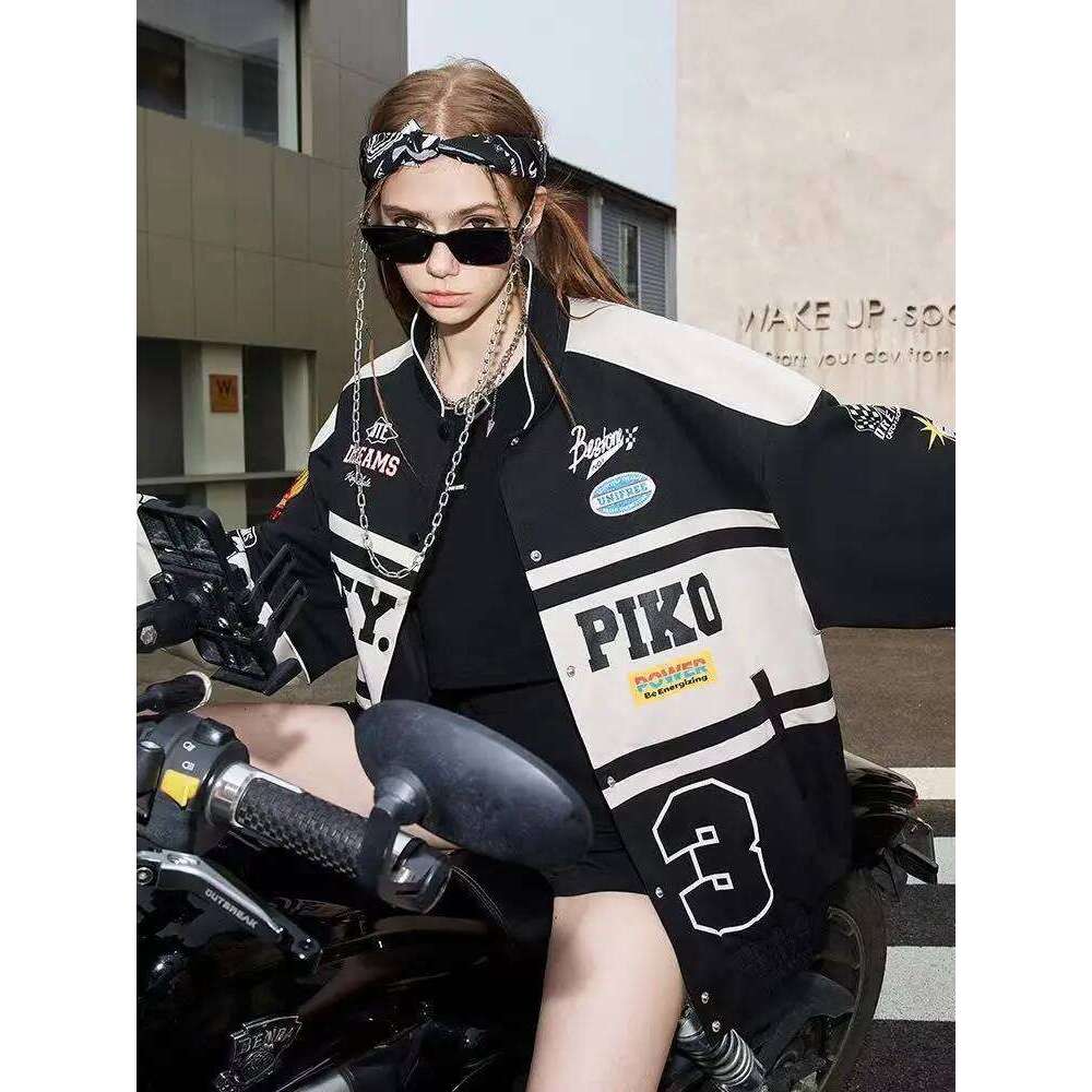 Bomber American Style Retro Letter Embroidery Motorcycle Baseball Jacket Racing Coats Hip Hop Street Clothes
