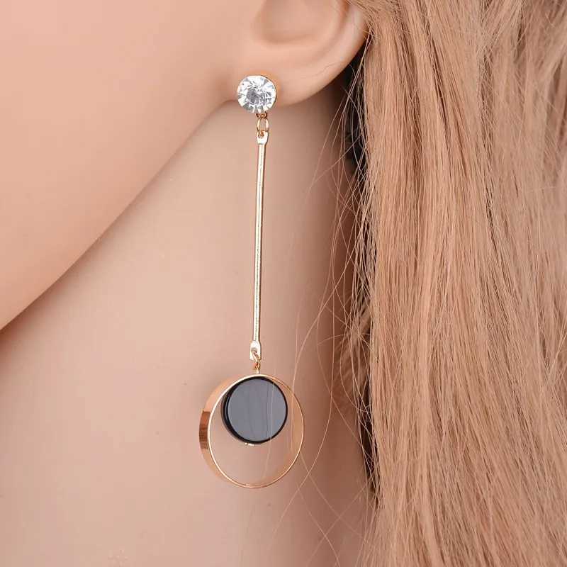 Bijoux Brincos New Fashion Geometric Long Asymmetrical Earrings Rhinestone Round Earrings Acrylic Big Earrings Crystal Earrings Y250812