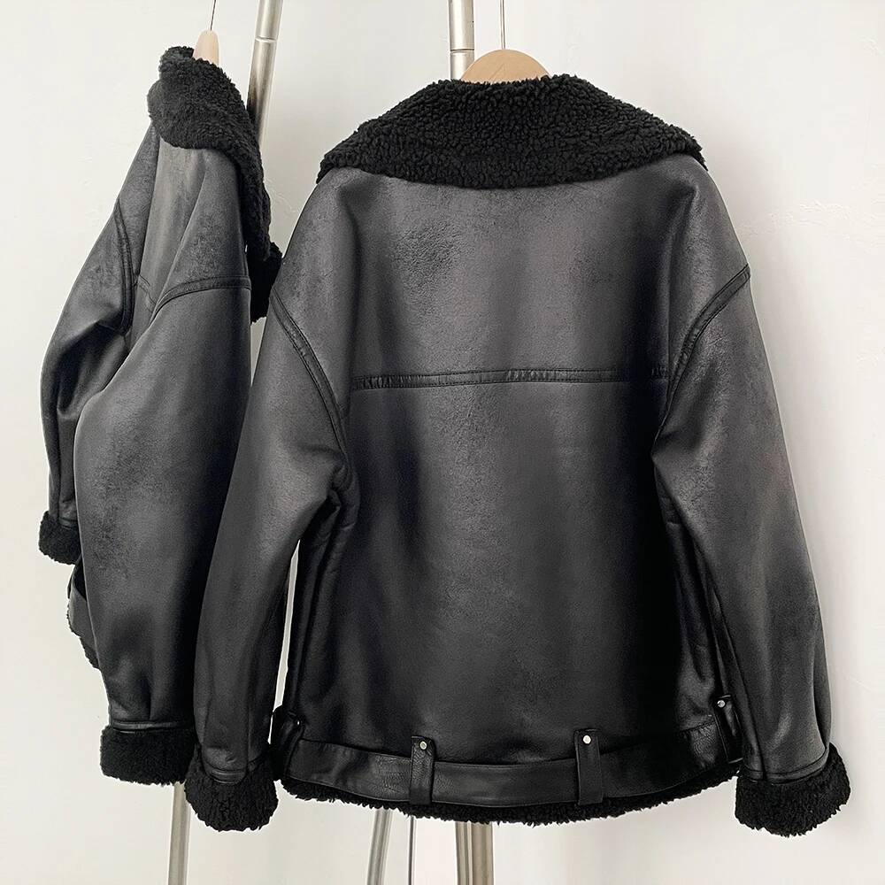 2025 Autumn Winter New in Coat European-style Women's Warm and Thick Double-sided Lapel Long-sleeved Jacket Clothing