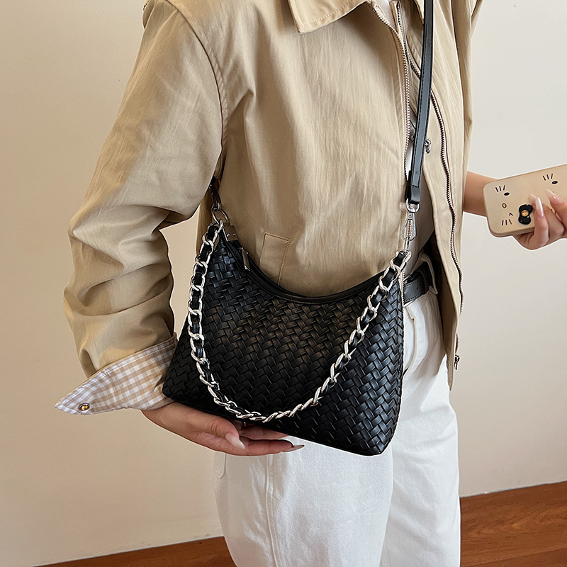 Free Shipping 2025 New Women's Designer Fashion Chain Woven Large Capacity Handbag Shoulder Crossbody Bag High-quality Dinner Dress Bag Wallet