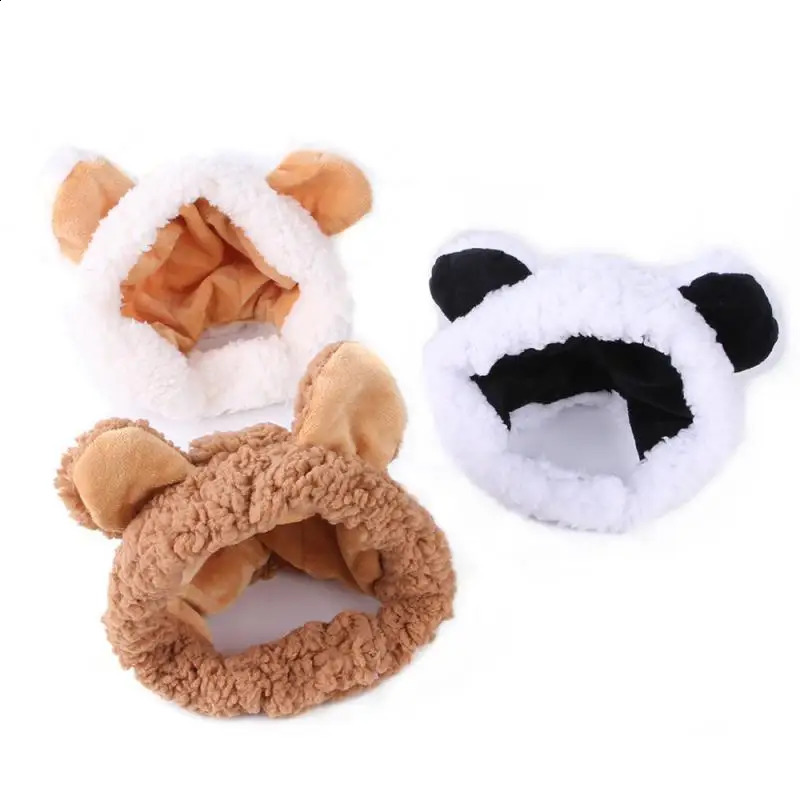 Cute Bear Shaped Hat For Cat Christmas Protective Pet Dogs Cosplay Head Wear Winter Warm Costume Accessories Cat Supplies 250813