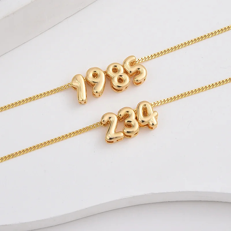 Personalized 3D Bubble Letter Number Necklace Minimalist Initial Custom Name Bracelet Jewelry Mothers Day Gift for Her Mom Girl 250808