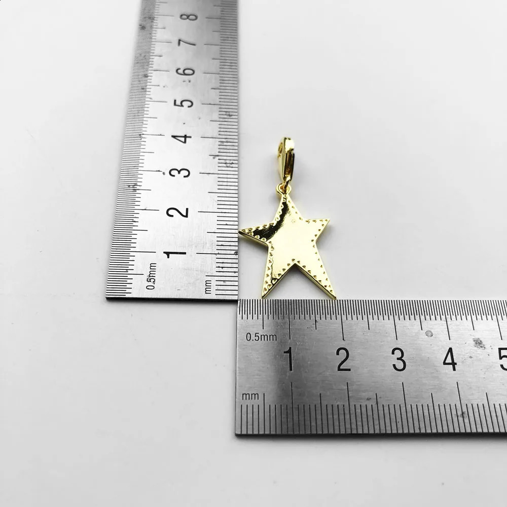 Golden Star Dangle Charm Pendant 925 Sterling Silver Rock Gift For Women Men Jewelry 250807
