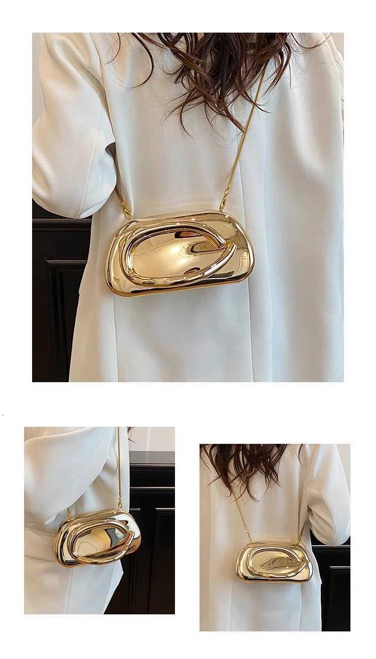 Acrylic Gold Closure Box Clutch Bag Women Evening Wedding Party Cute Purse Bag Handbag Dark Golden Silver 2025 Spring New Ins Y250812