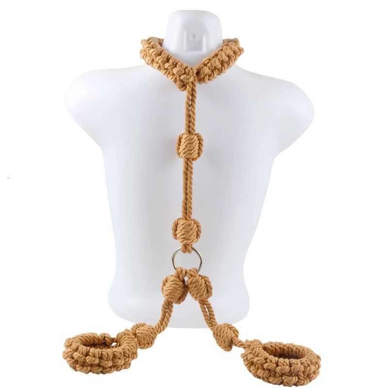 Erotic Shibari Rope Handcuffs Collar With Fetish Flirting Bdsm Bondage Slave Sexy Lingerie For Couple Quickly Bundle Sex Toys XJ250813