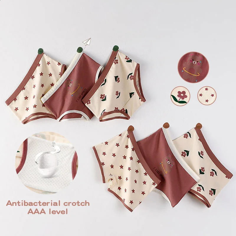 3Pcs Children Girls Triangle Underpant Boys Boxer Underwear Kids Cotton Fit 1114kg Medium Student Short Pants Clothes 250812