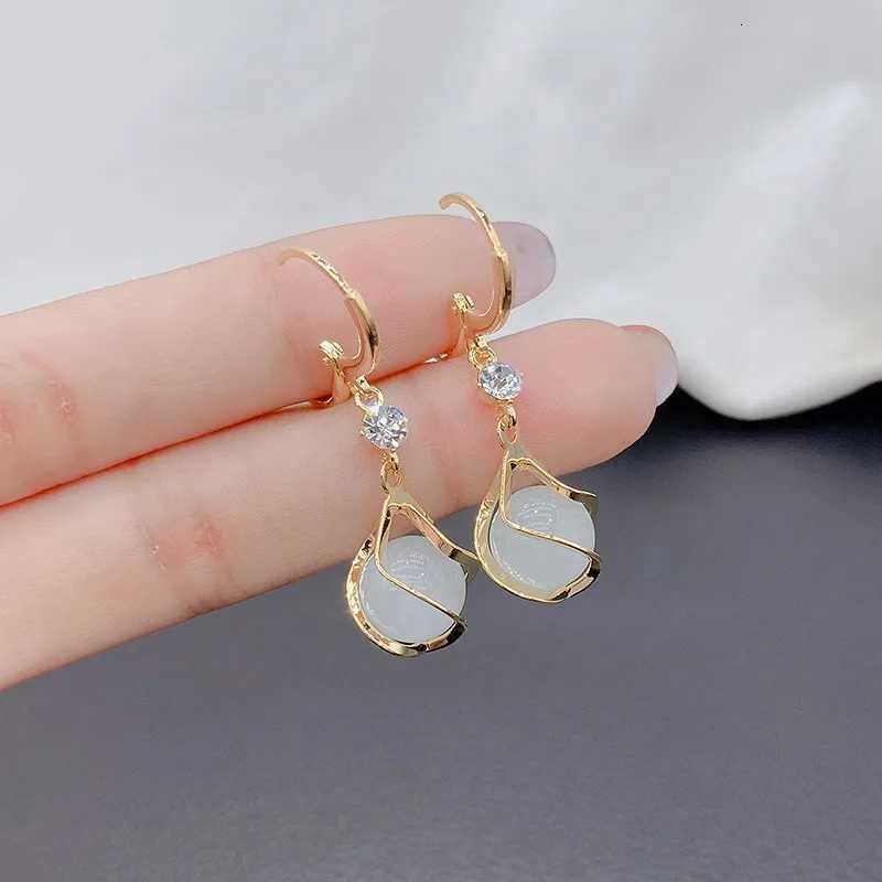 Korean Fashion Crystal Zircon Dangle Earrings for Women Sweet Opal Water Drop Geometric Earring Girl Birthday Party Jewelry Gift Y250812