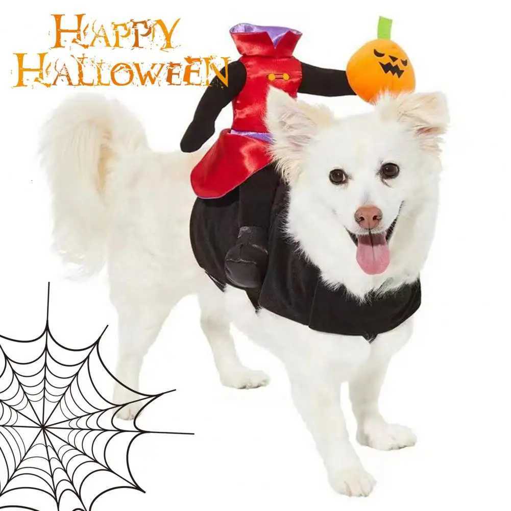 Pet Costume Adjustable Dog Clothes Pet Halloween Costumes Inspired Pumpkin Ride Dog Outfit with Wig Knife Accessories XJ250813