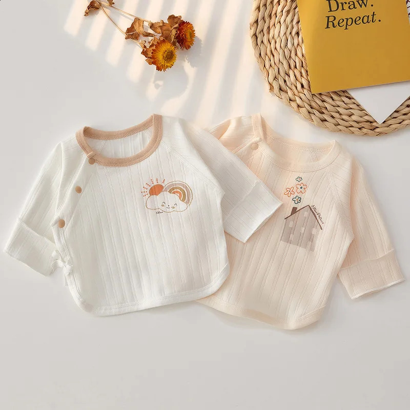 Summer born Baby Clothes Breathable Cotton HalfBack Shirt for 03 Months Infant Outfit 250812