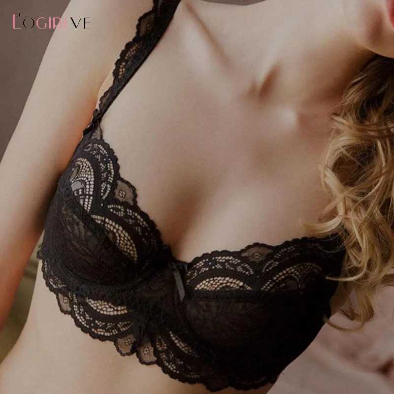 Logirlve Sexy Underwear Plus Size Cup Embroidery Women Lingerie White Lace Bras Hollow out Ultrathin Bra Transparent BrassiereXJ250812