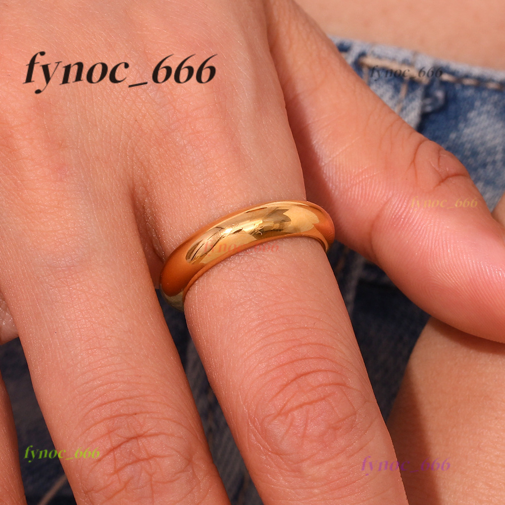 Hot Selling 18K Gold Plated Stainless Steel Ring Simple and Thick Plain Style Trendy Luxury Jewelry for Party Gifts
