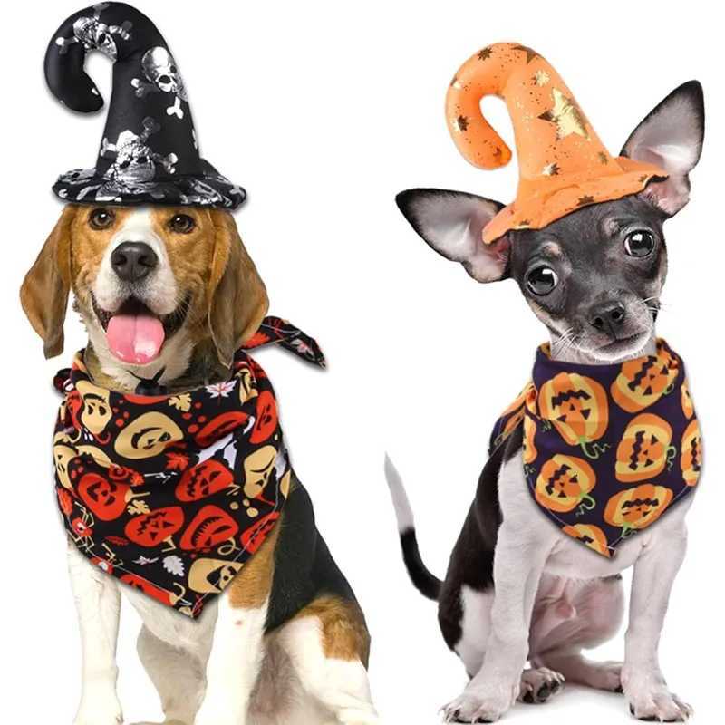 Halloween Dog Cat Costume Funny Pet Halloween Party Dress Up with Adjustable Hat Cute Dogs Triangle Neck Scarf Pet Party Clothing XJ250813