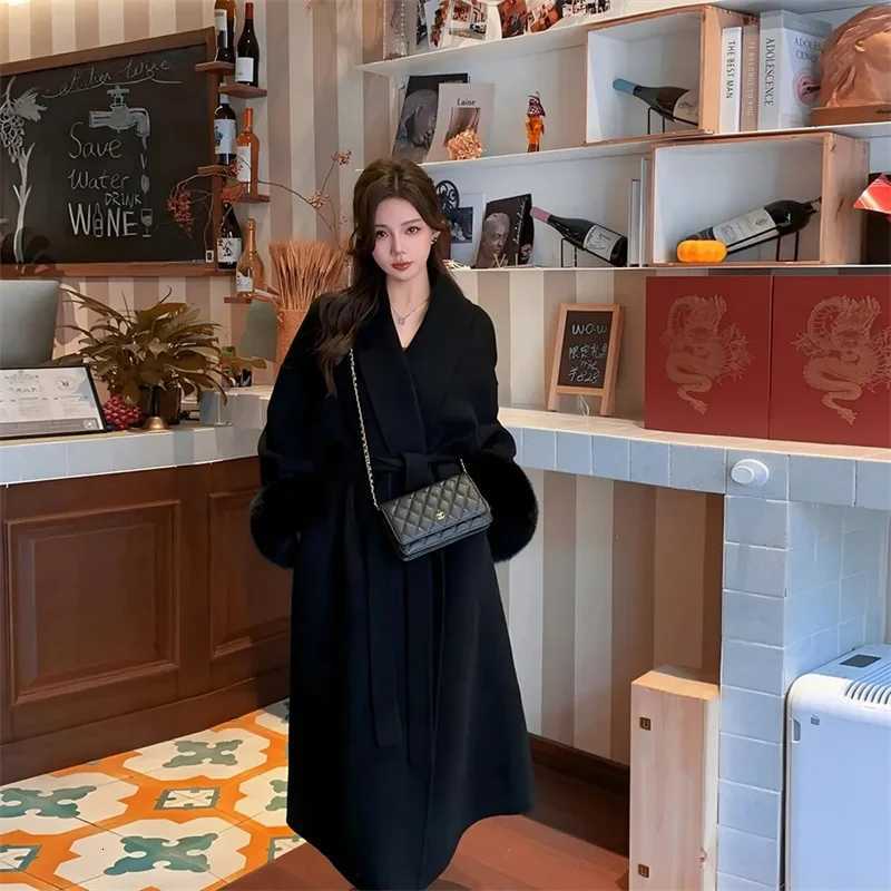 Cashmere Coat Double-sided Woolen Jacket Women Removable Cuffs Fur Jacket Winter Temperament Short and Long Real Wool Coat Z250813