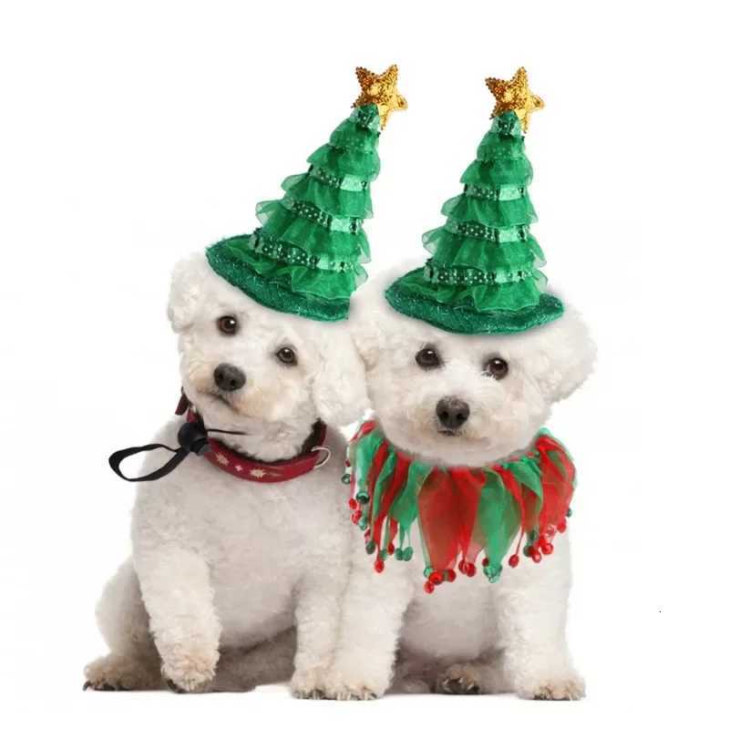 Pet Christmas Hat Scarf Set Cat Hat Collar Decoration Festival Atmosphere Dressing Up and Taking Photos Pet Supplies Cute Funny XJ250813