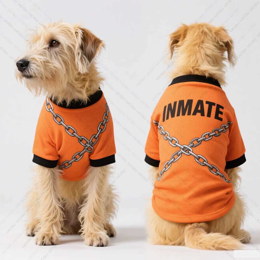 Pet Dog Summer Clothing Short-Sleeved T-Shirt Prison Style Same As Prison Uniform Unique And Funny Outfit Pet Funny Clothing XJ250813