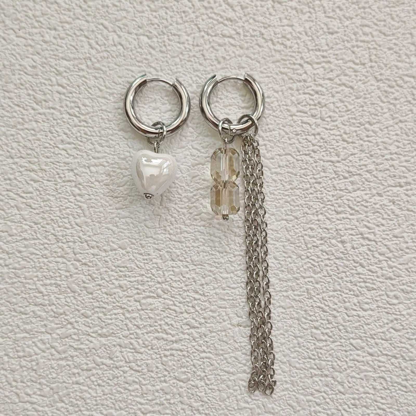 LATS Long Asymmetry Heart Star Pendant Hoop Earrings for Women Men Fashion Jewelry Party Gifts Y250812