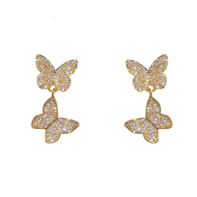 1 Pair Butterfly Stud Earrings With Cubic ZirconiaWomens Fashion Piercing Jewelry Girls Gift Y250812