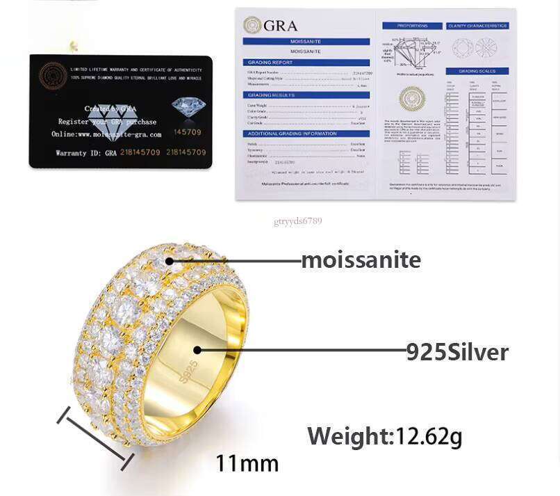 Hip Hop Ring Moissanite Sterling Silver Iced Out Champion Style Men and Women Luxury Jewelry