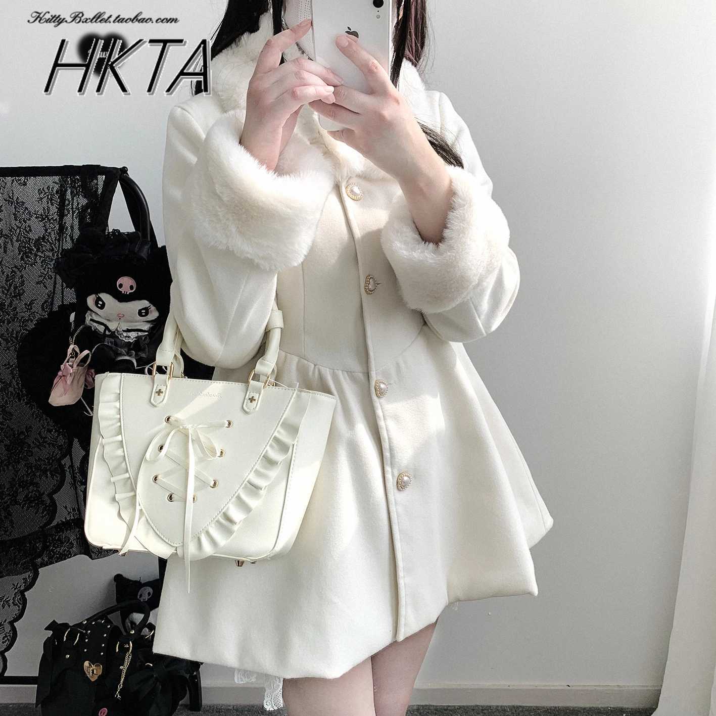 Original Japanese Sweet Imitation Woolen Coat Removable Fur Collar 2025 Winter Jacket Love Single-breasted Wool Overcoat Female Z250813