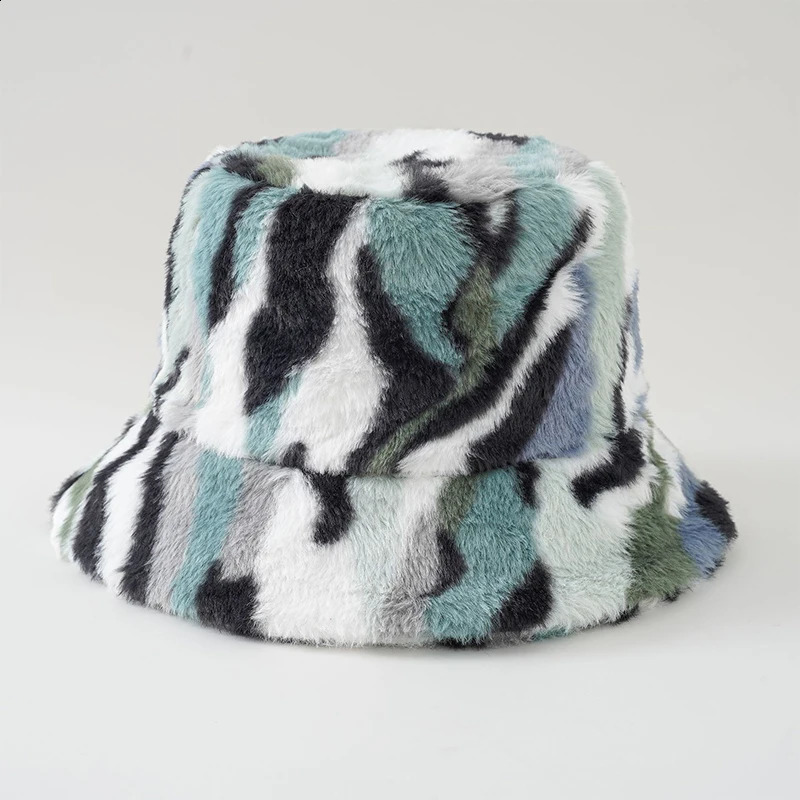 Outdoor Large Size Winter Faux Fur Fluffy Bucket Hat Women Winter Warm Fisherman Cap Fashion Trendy Party Wide Brim Panama Caps 250808