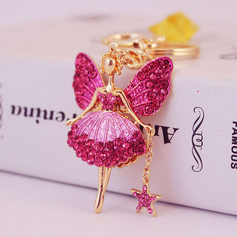 Cute Star Ornaments Angel Girl Butterfly Fairy Car Keychain Women's Bag Accessories Pendant Key Chain 1210