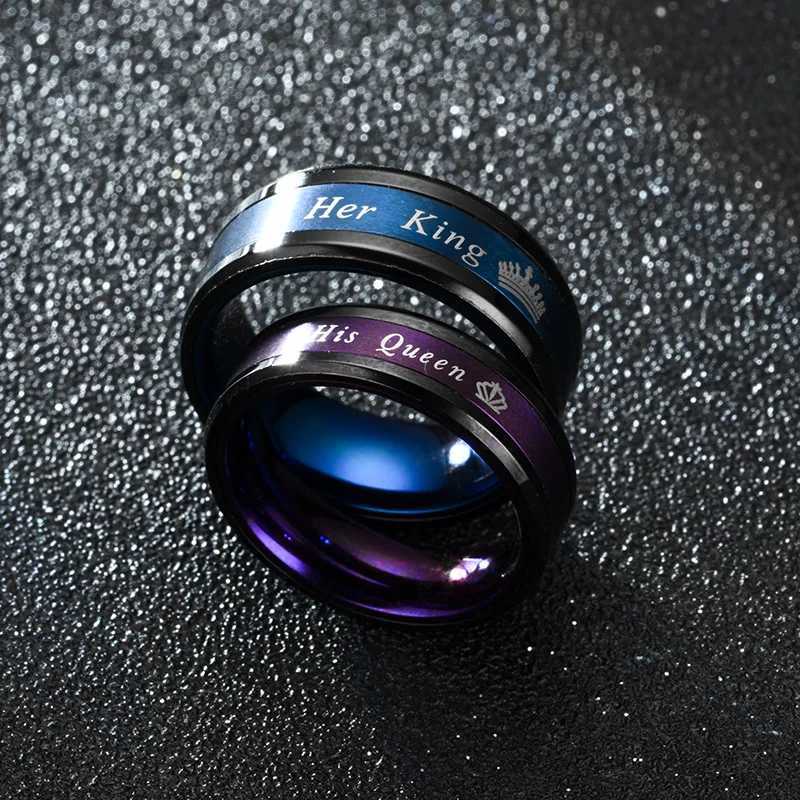 New Couple Rings Her King His Queen Stainless Steel for Women Men Crown Romantic Anniversary Wedding Bands Ring Jewelry Gifts W250812