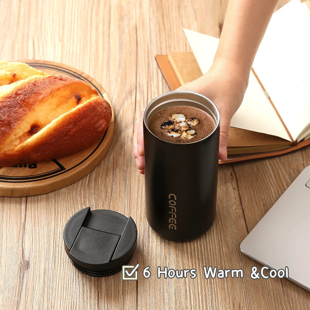 stampup 400ML Stainless Steel Thermos Bottle Thermal Mug Leakproof Car Vacuum Flasks Coffee Cup Travel Portable Insulated Bottles 250812 W260226