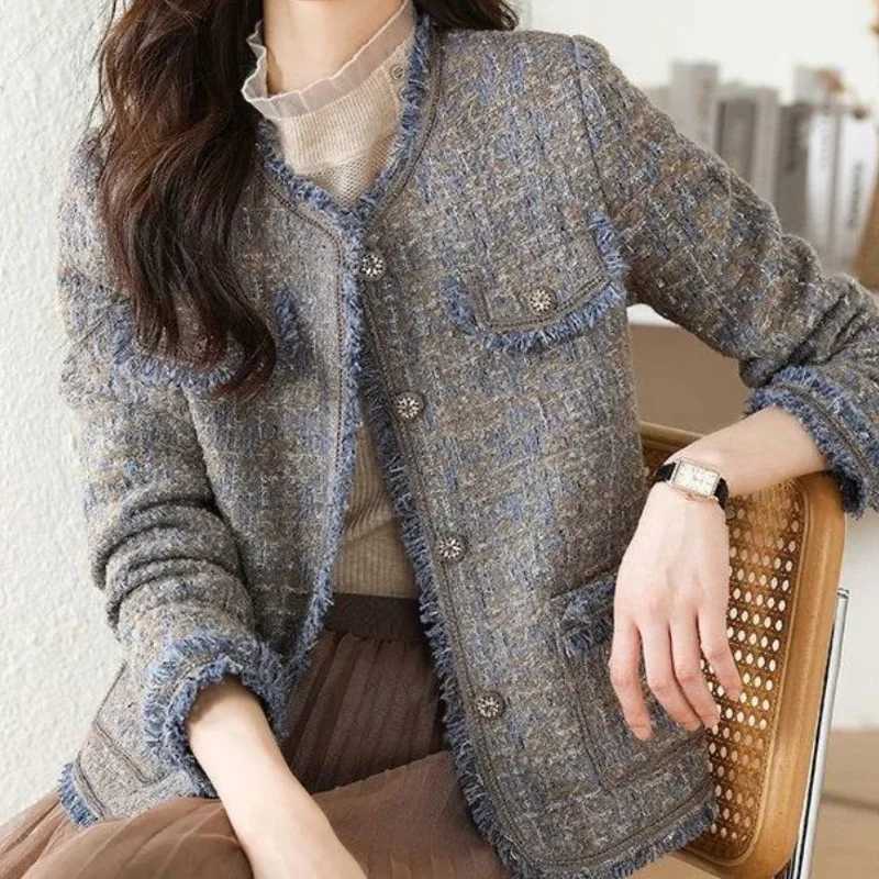 Mixtures Jacket Woman Loose Splicing New In Korean Style Clothing Cotton Wool Blend Coat for Women Medium Fashion 2024 Novelty Z250813
