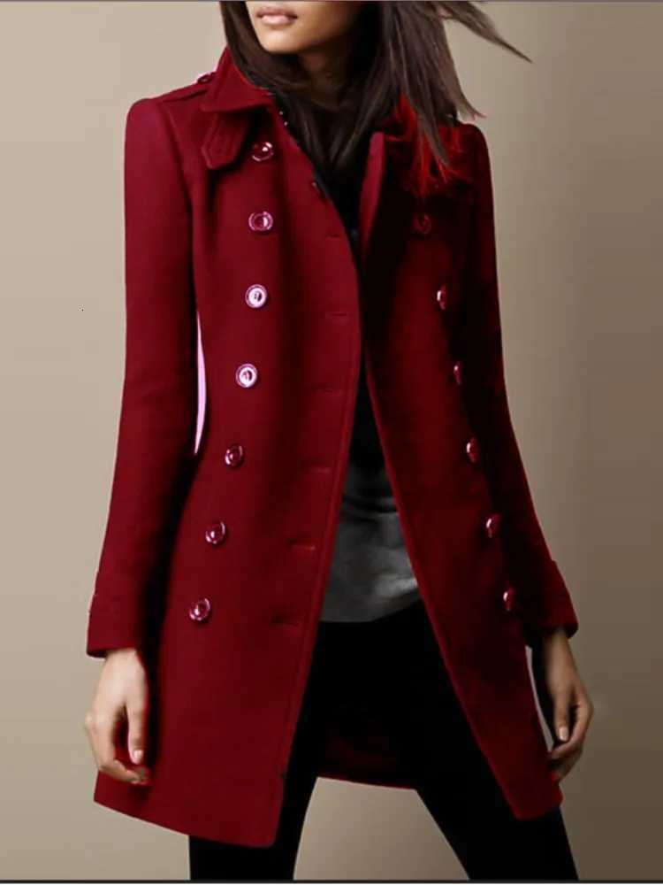 Autumn Winter Turn-down Collar Woolen Jacket Coat Women Fashion Black Long Sleeve Double Breasted Loose Wool Coats Streetwear Z250813